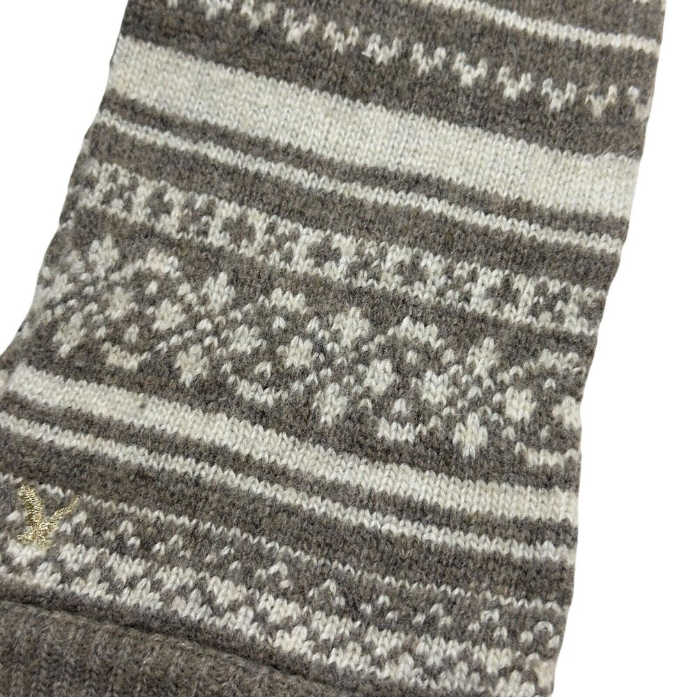 American Eagle Outfitters Scarf Women's Gray Knitted Fair Isle Cashmere Muffler - Picture 3 of 5